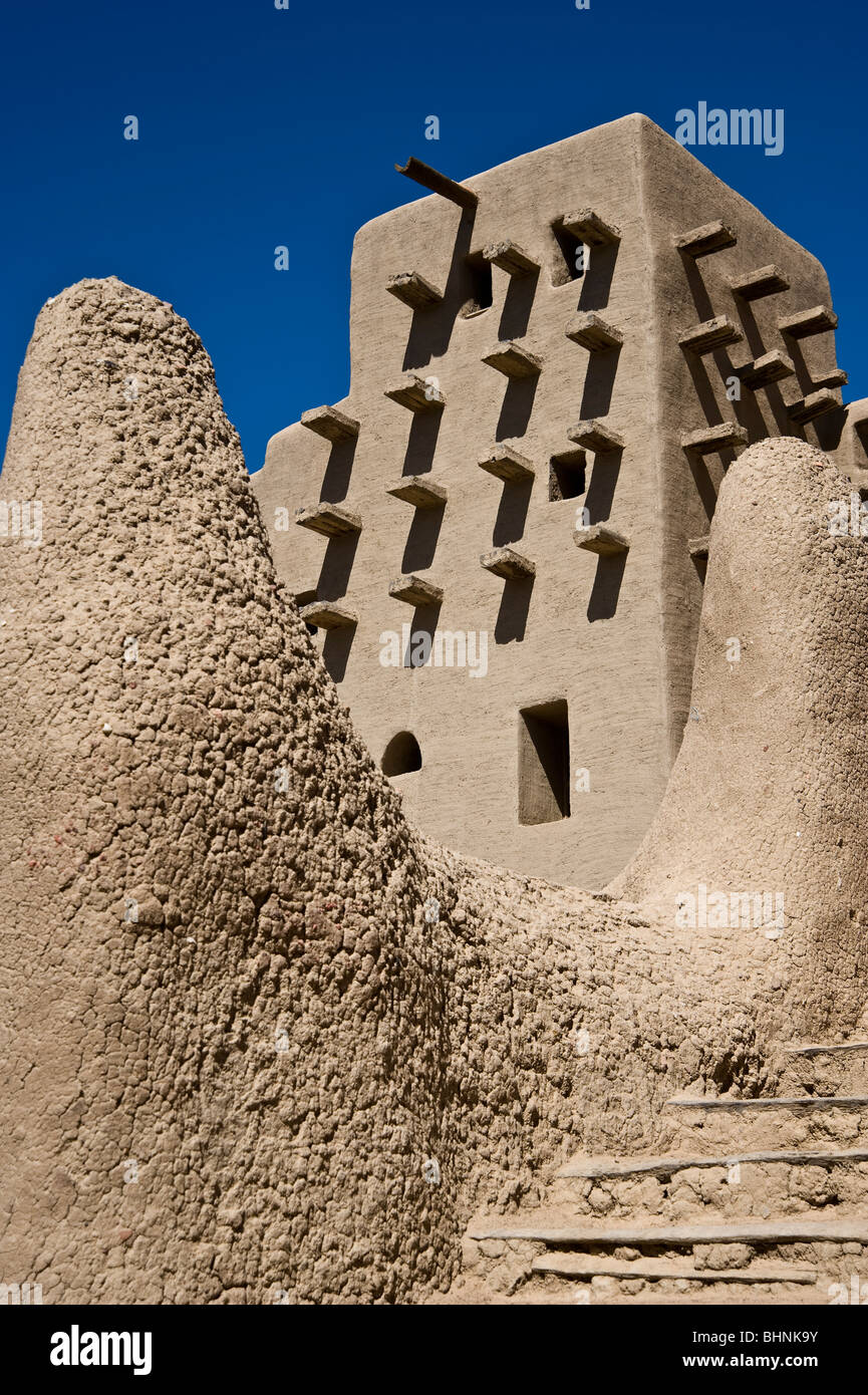 Particolare della grande Moschea di Djenné; Mali, Africa occidentale Foto Stock