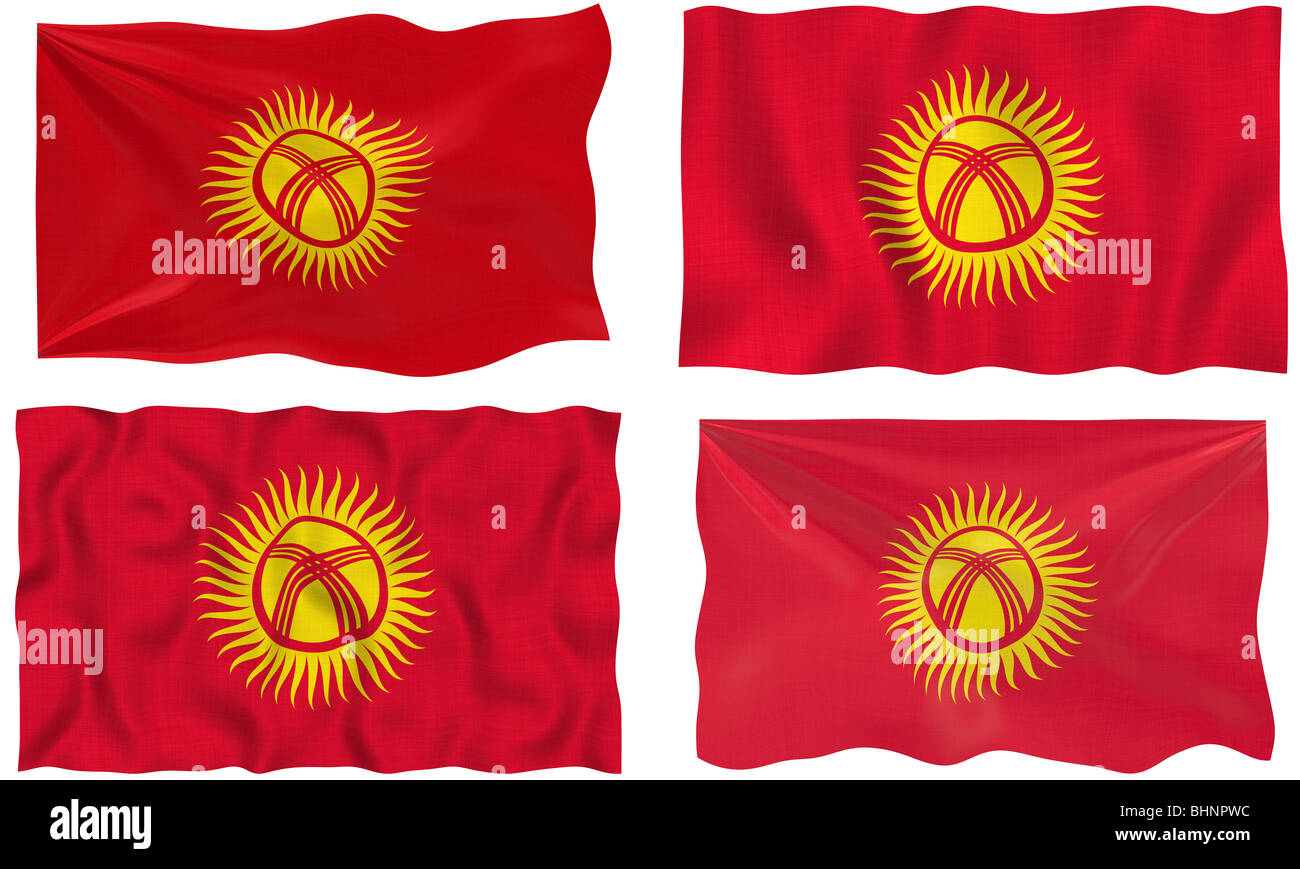 Grande immagine della bandiera del Kirghizistan Foto Stock