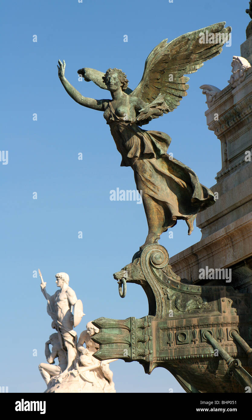 Roma - dettaglio della statua di Vittorio Emanuele landmark Foto Stock