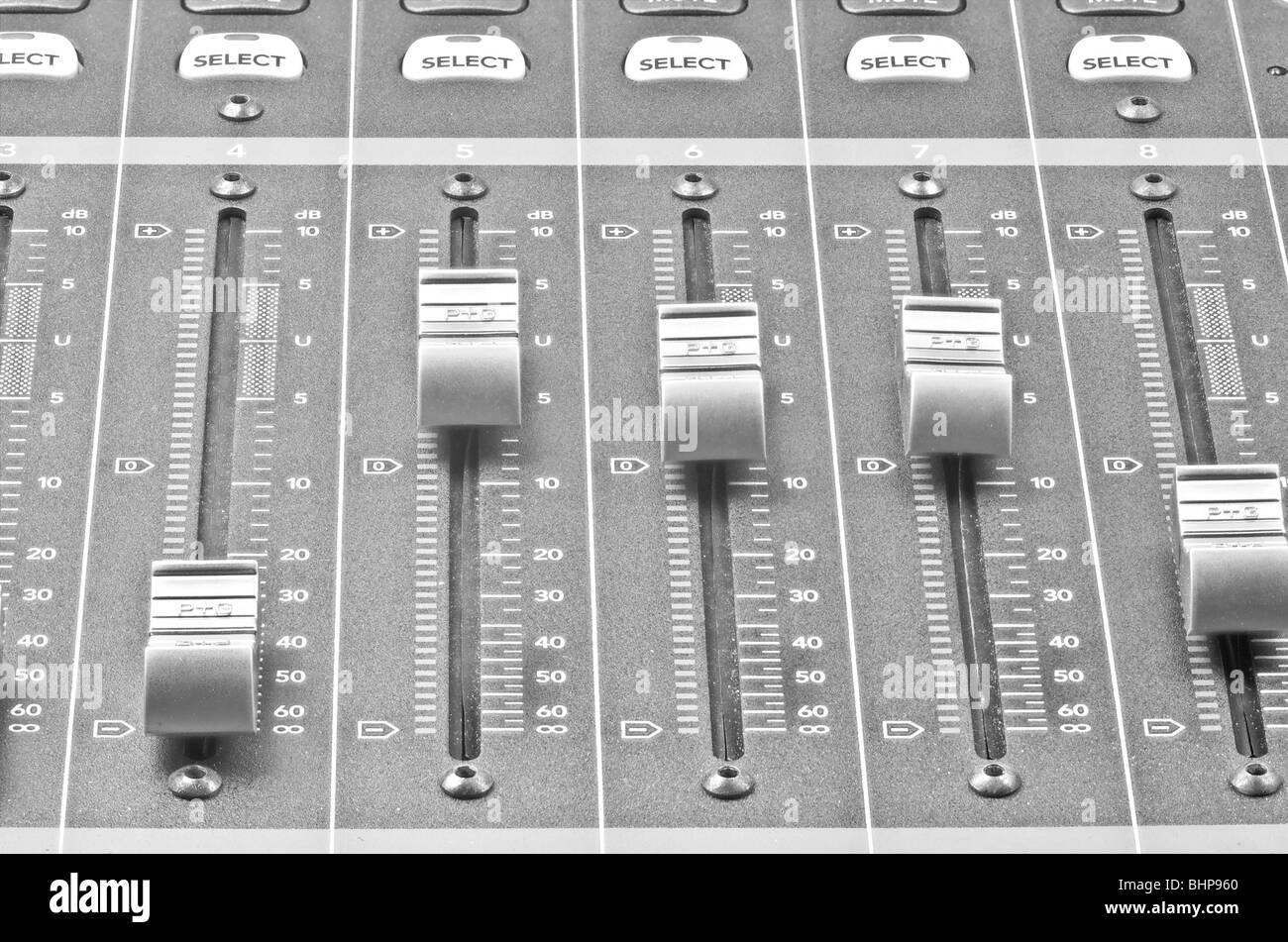 Audio registrazione audio della console di miscelazione Foto Stock