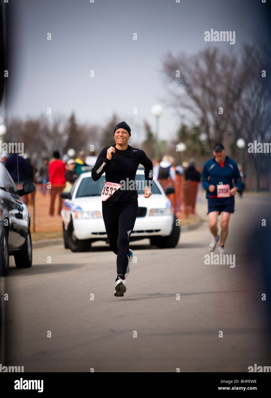 Femminile nella maratona, Regina, Saskatchewan Foto Stock