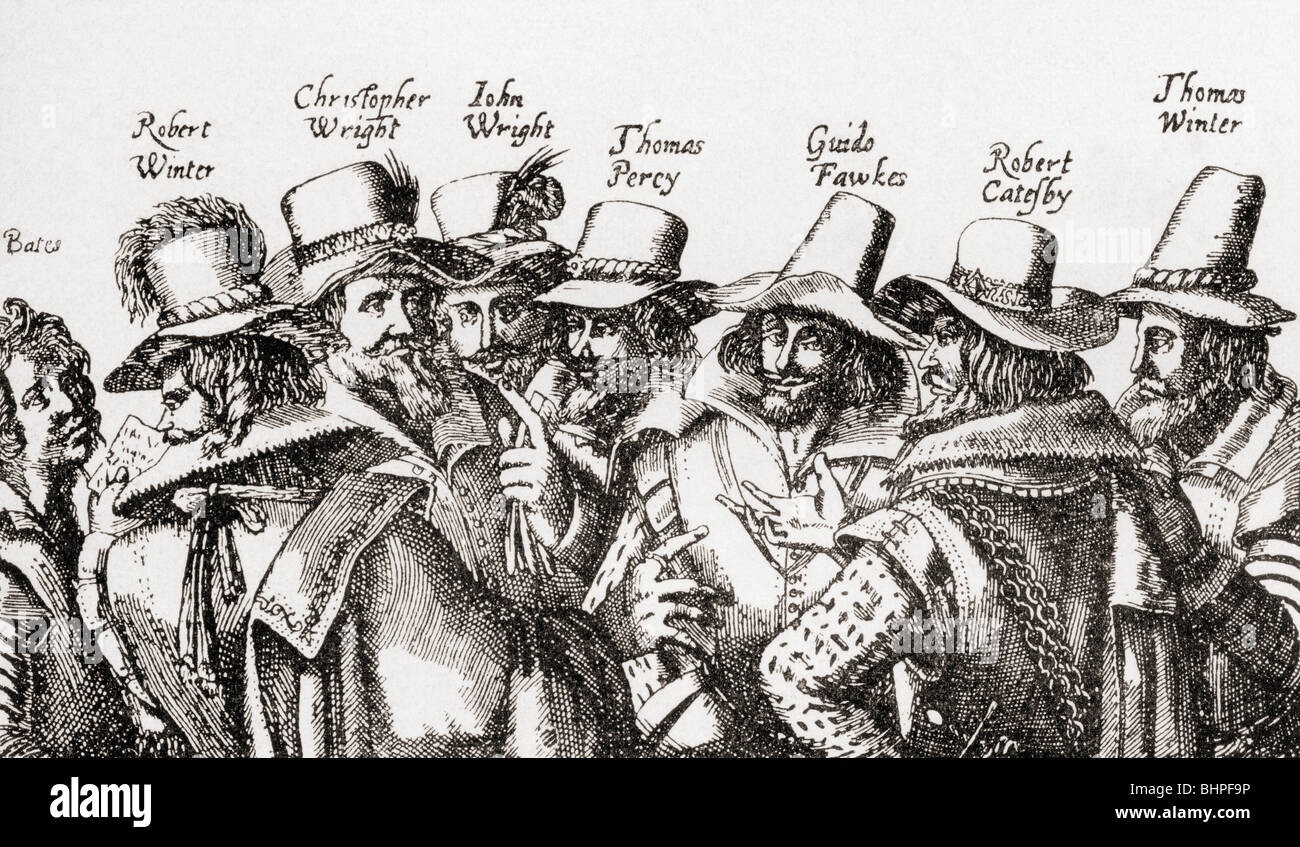 Il plotter di polvere da sparo. Guy Fawkes e compagno di plotter. Foto Stock