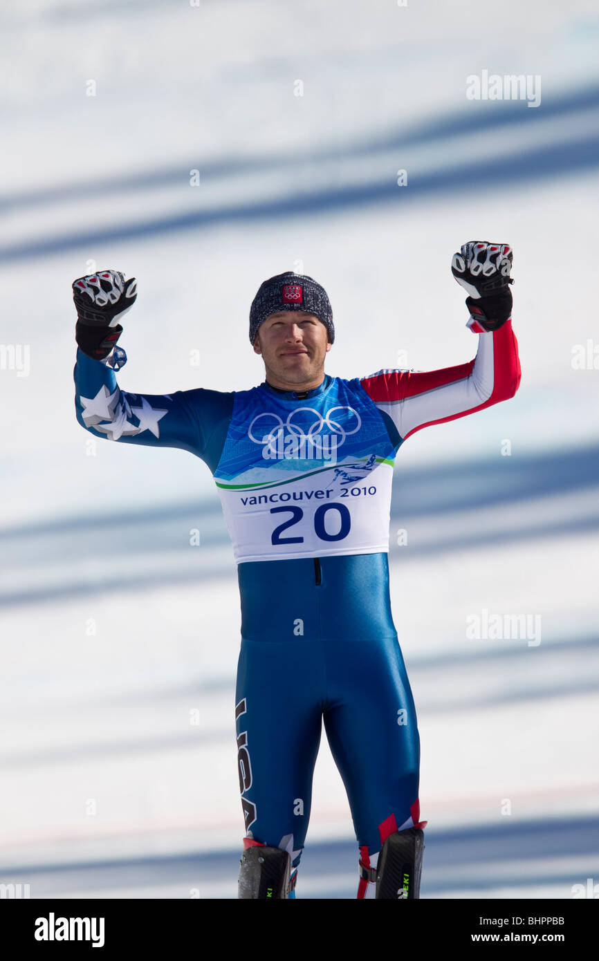 Bode Miller (USA), medaglia d'oro in sci alpino Uomini Super evento combinato al 2010 Giochi Olimpici Invernali Foto Stock