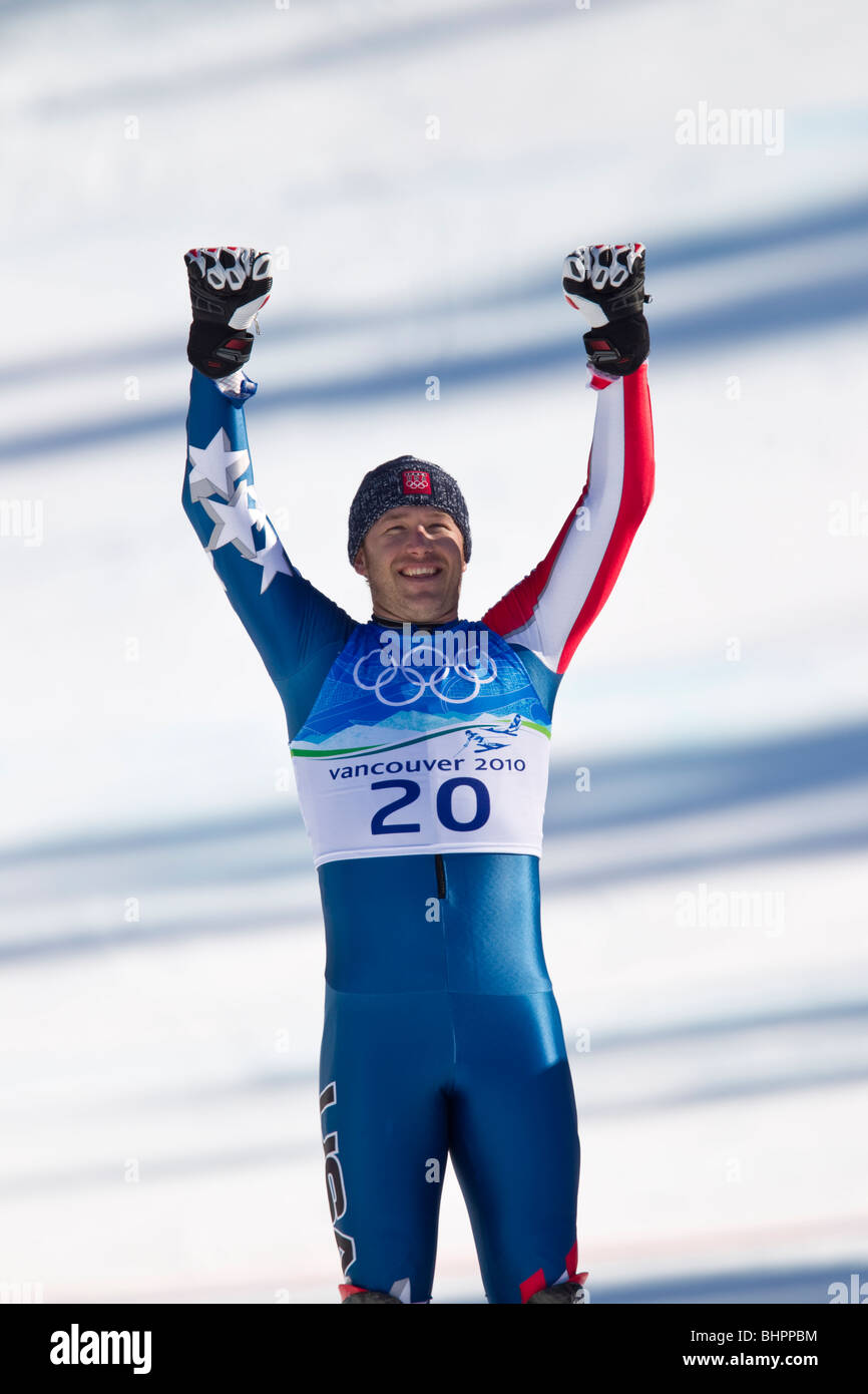 Bode Miller (USA), medaglia d'oro in sci alpino Uomini Super evento combinato al 2010 Giochi Olimpici Invernali Foto Stock
