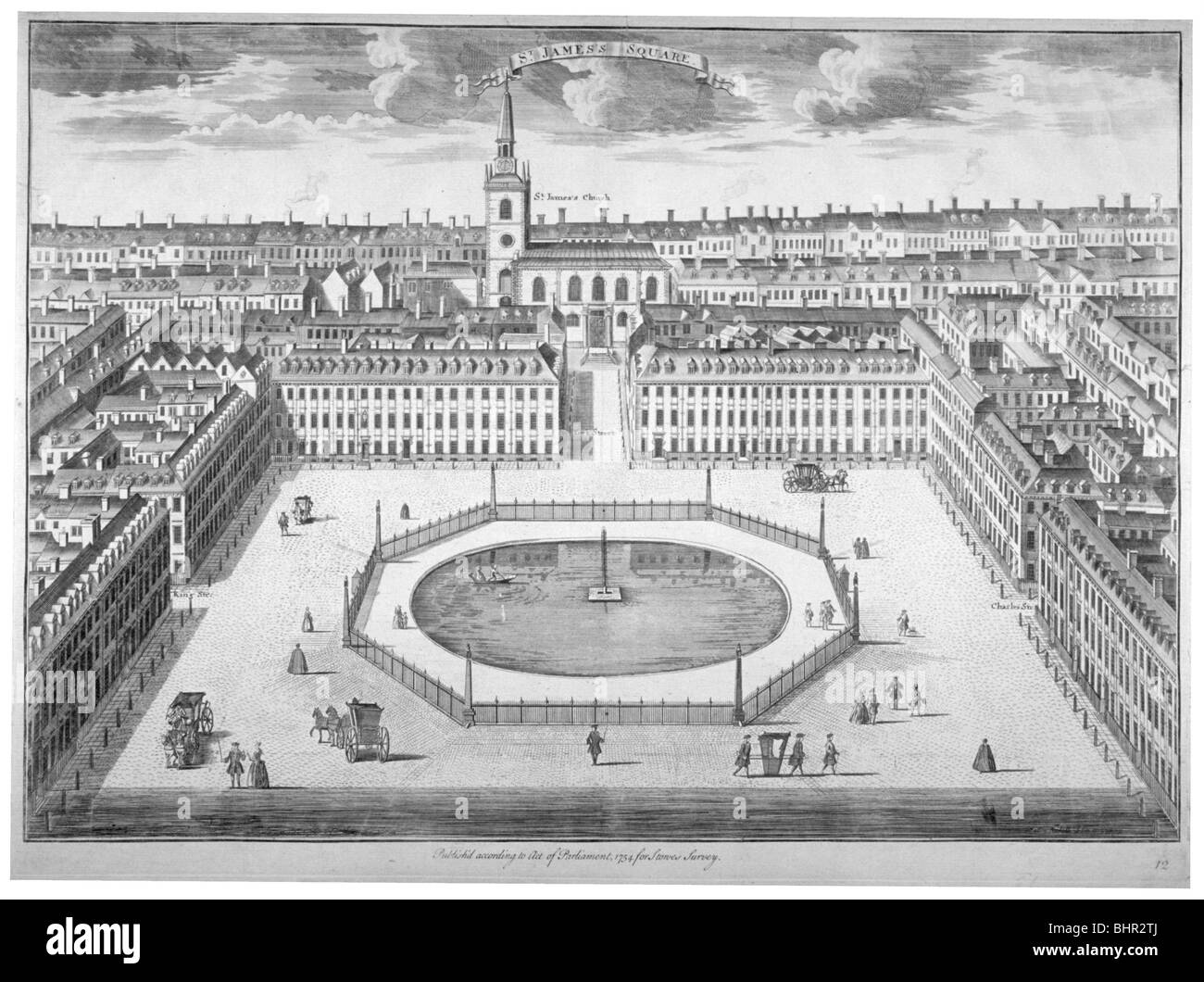 St James's Square da sud, Londra, 1754. Artista: Sutton Nicholls Foto Stock