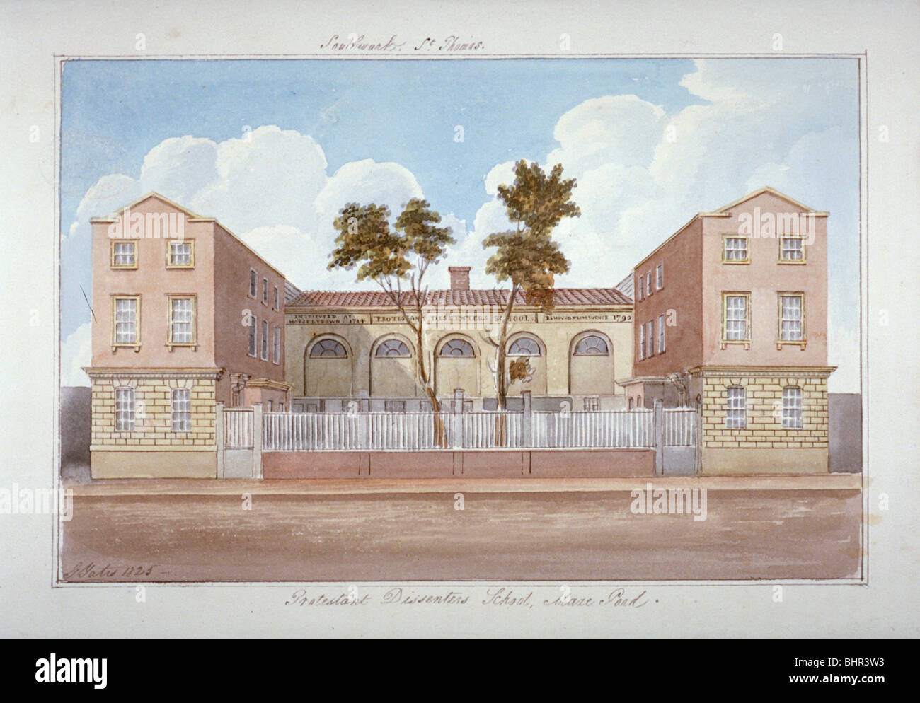I Protestanti dissidenti' School, Maze Pond, Bermondsey, Londra, 1825. Artista: G Yates Foto Stock