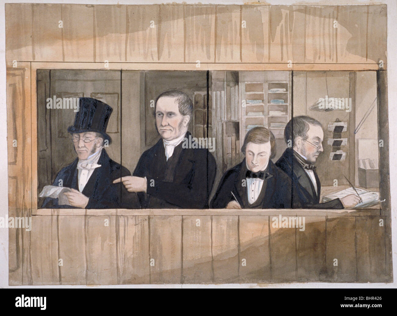 L'ufficio di Messre Charles Greenwood e Co, Londra, c1840. Artista: Anon Foto Stock