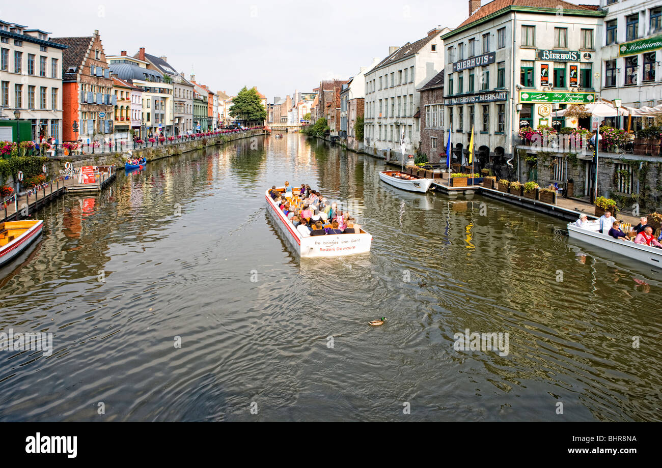 Groetenmarkt, Gent Belgio Fiandre Europa Foto Stock