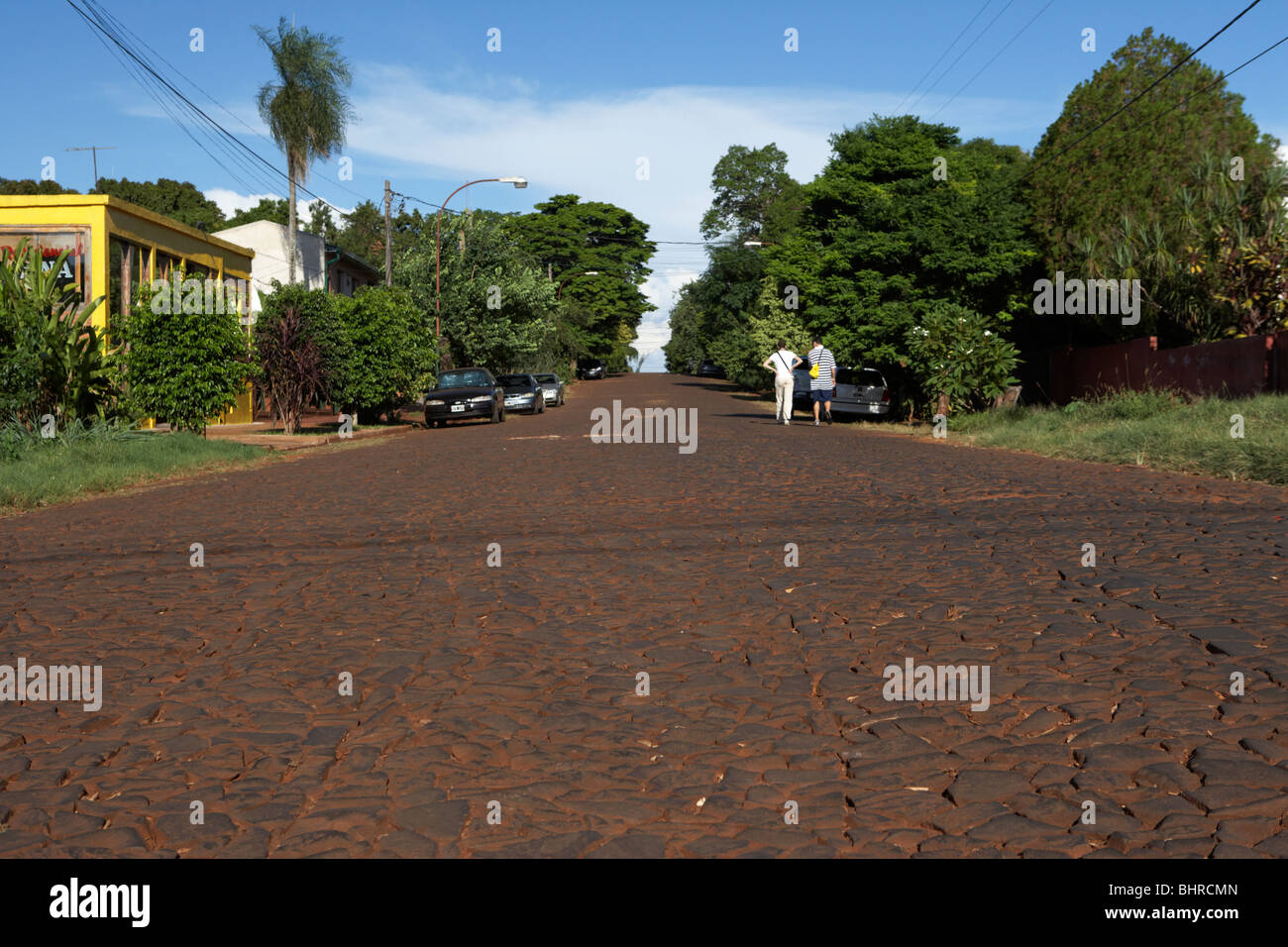 Old Stone Street in puerto iguazu, Repubblica di Argentina, Sud America Foto Stock