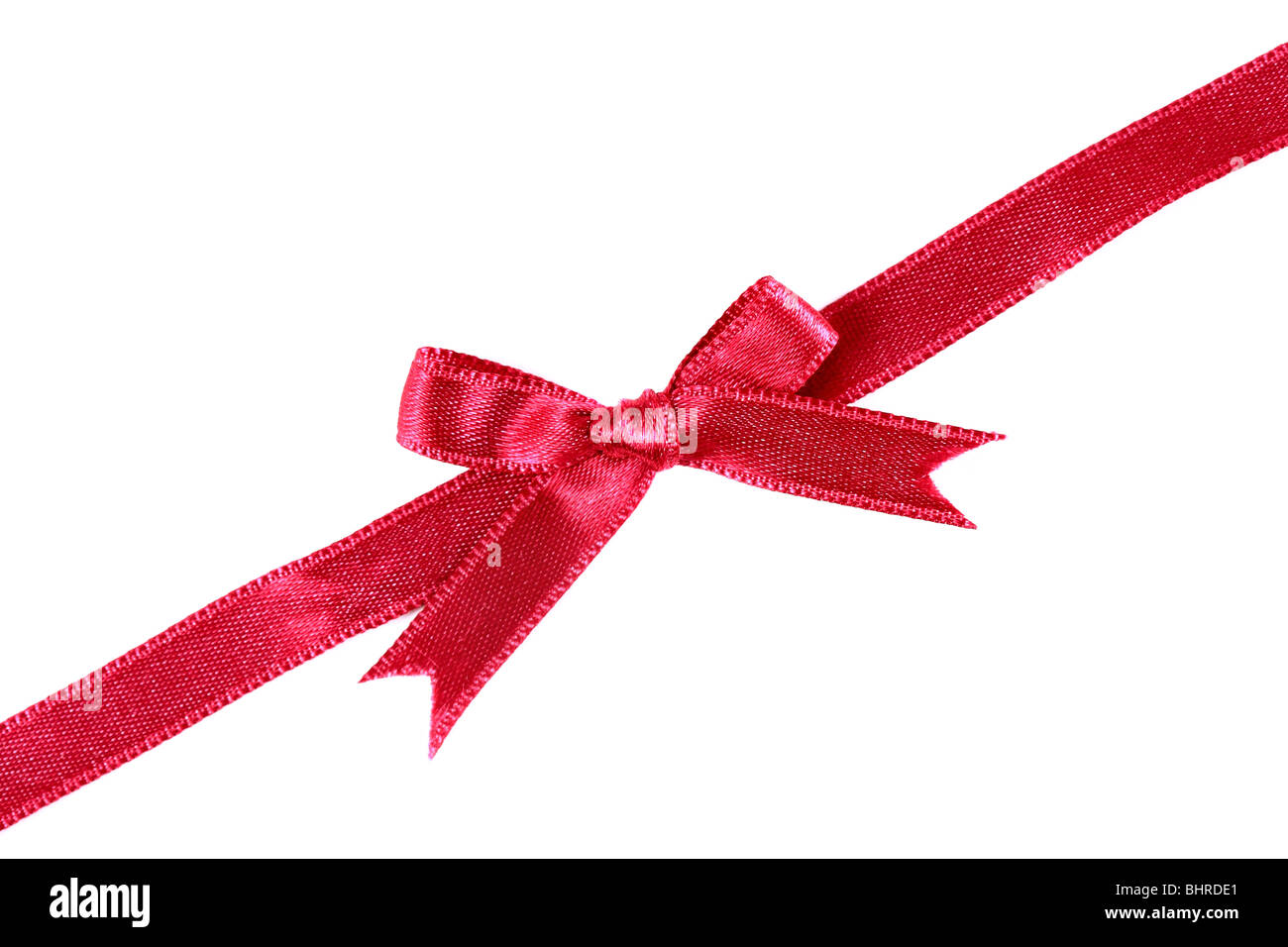 Red Ribbon bow isolati su sfondo bianco Foto Stock