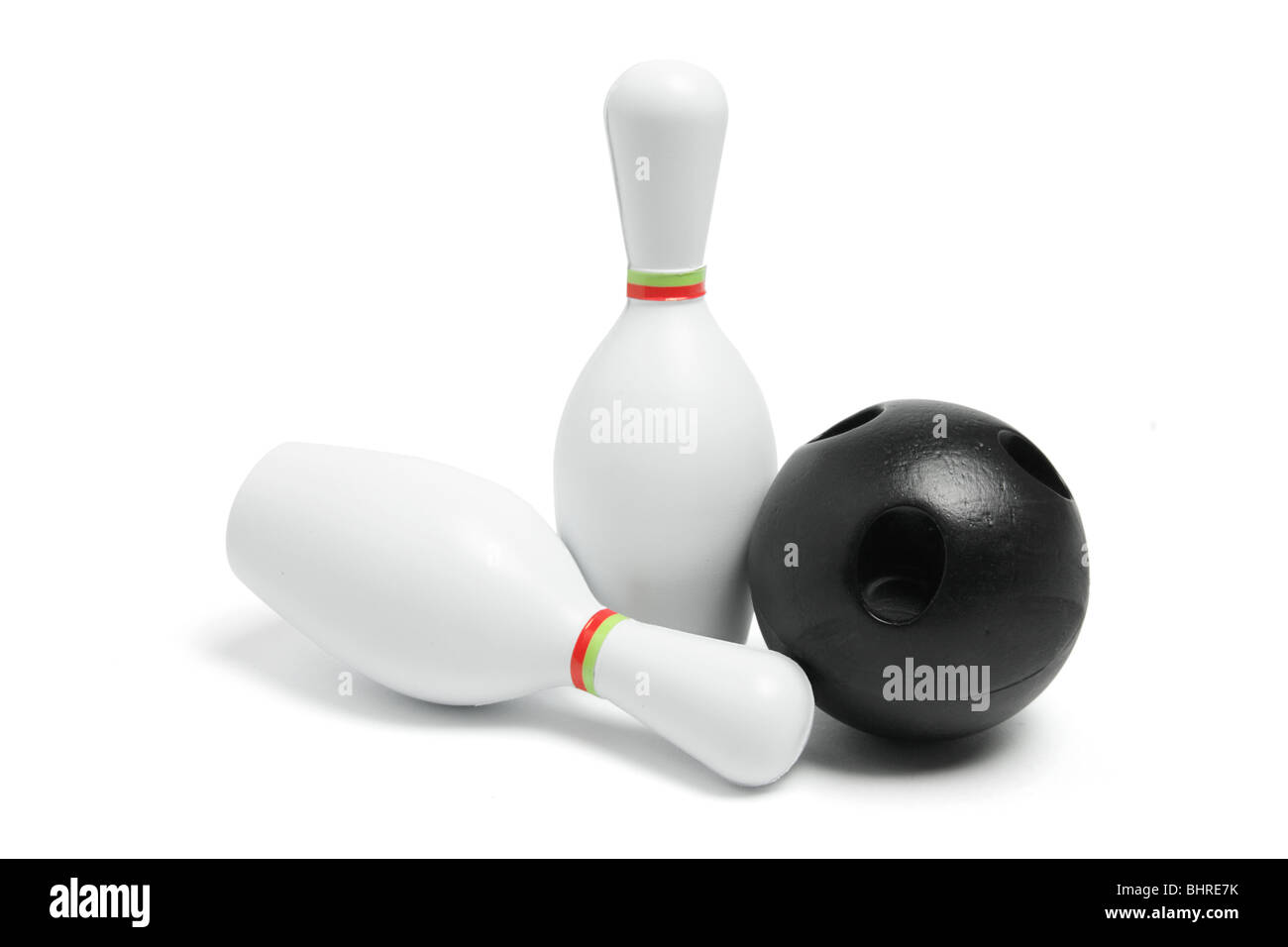 Miniatura palla da bowling e spine Foto Stock