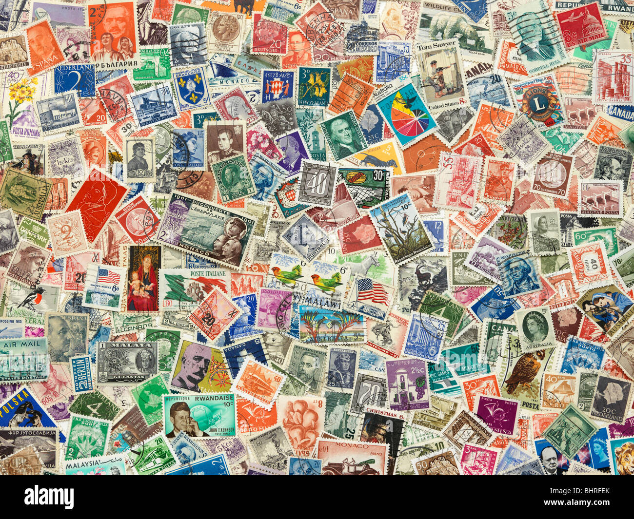 International di francobolli di tutto il mondo, still life collection Foto Stock