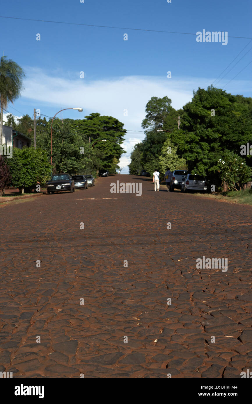 Old Stone Street in puerto iguazu, Repubblica di Argentina, Sud America Foto Stock
