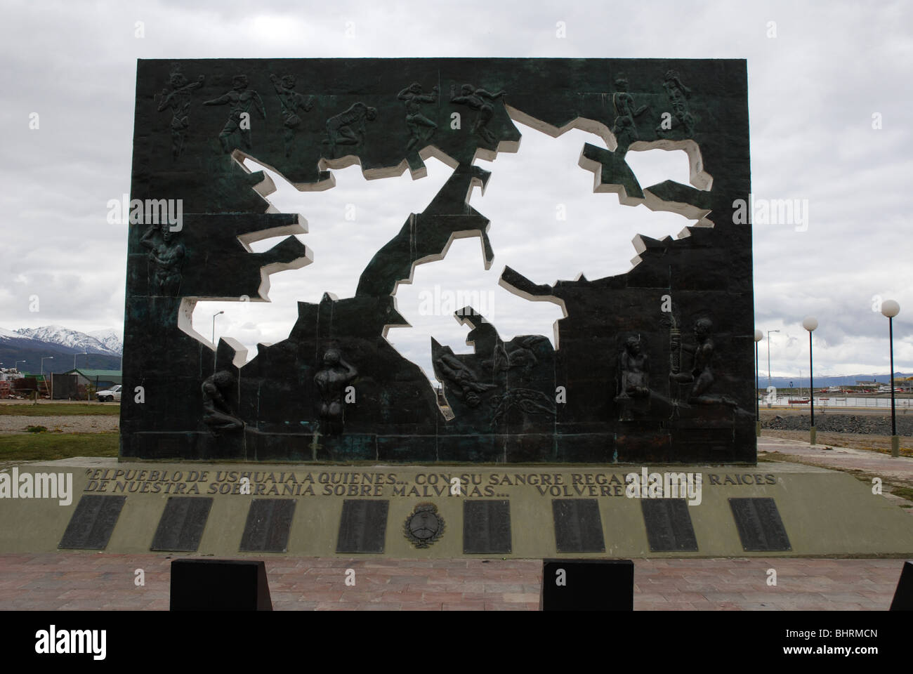 Memorial in Ushuaia, Argentina; per la commemorazione di guerra delle Falkland del 1982 Foto Stock