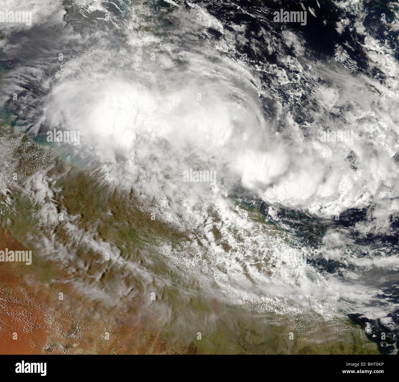 Ciclone tropicale Olga oltre a nord-est dell'Australia. Foto Stock