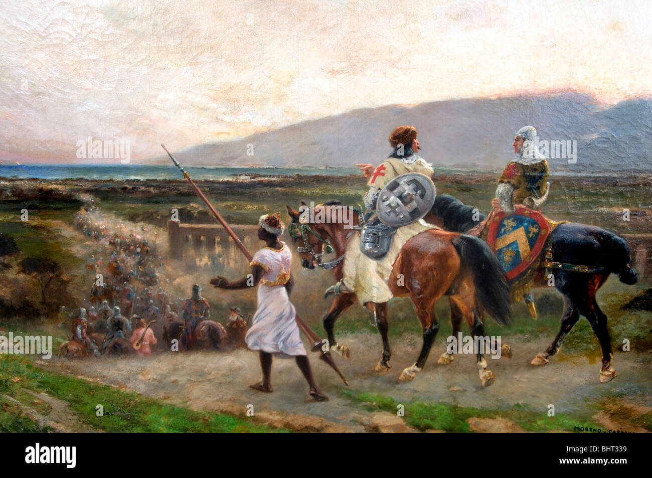 Pittura cavalli cavallo crociata crociati crusader Foto Stock