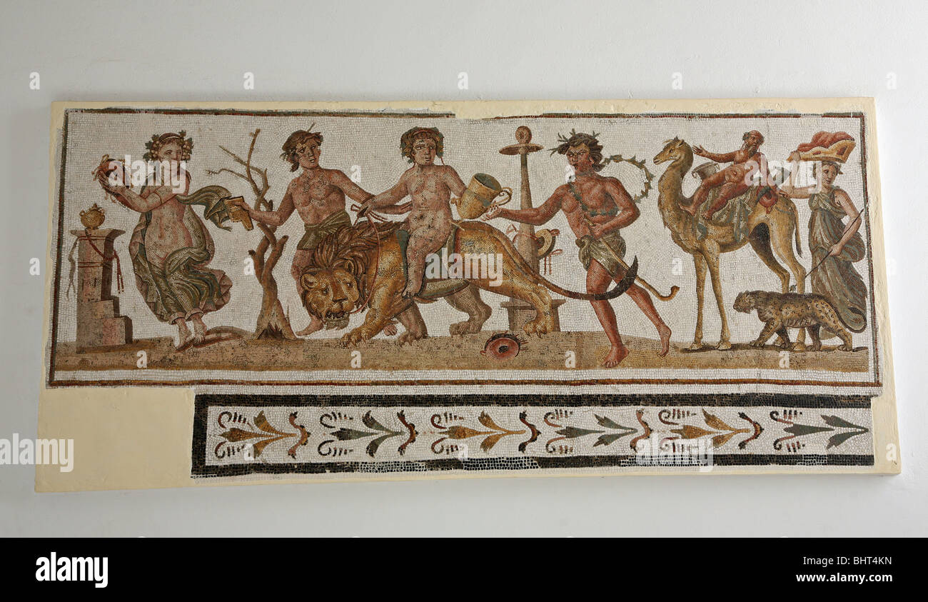 I mosaici romani al museo archeologico a El Jem, Tunisia, Nord Africa Foto Stock