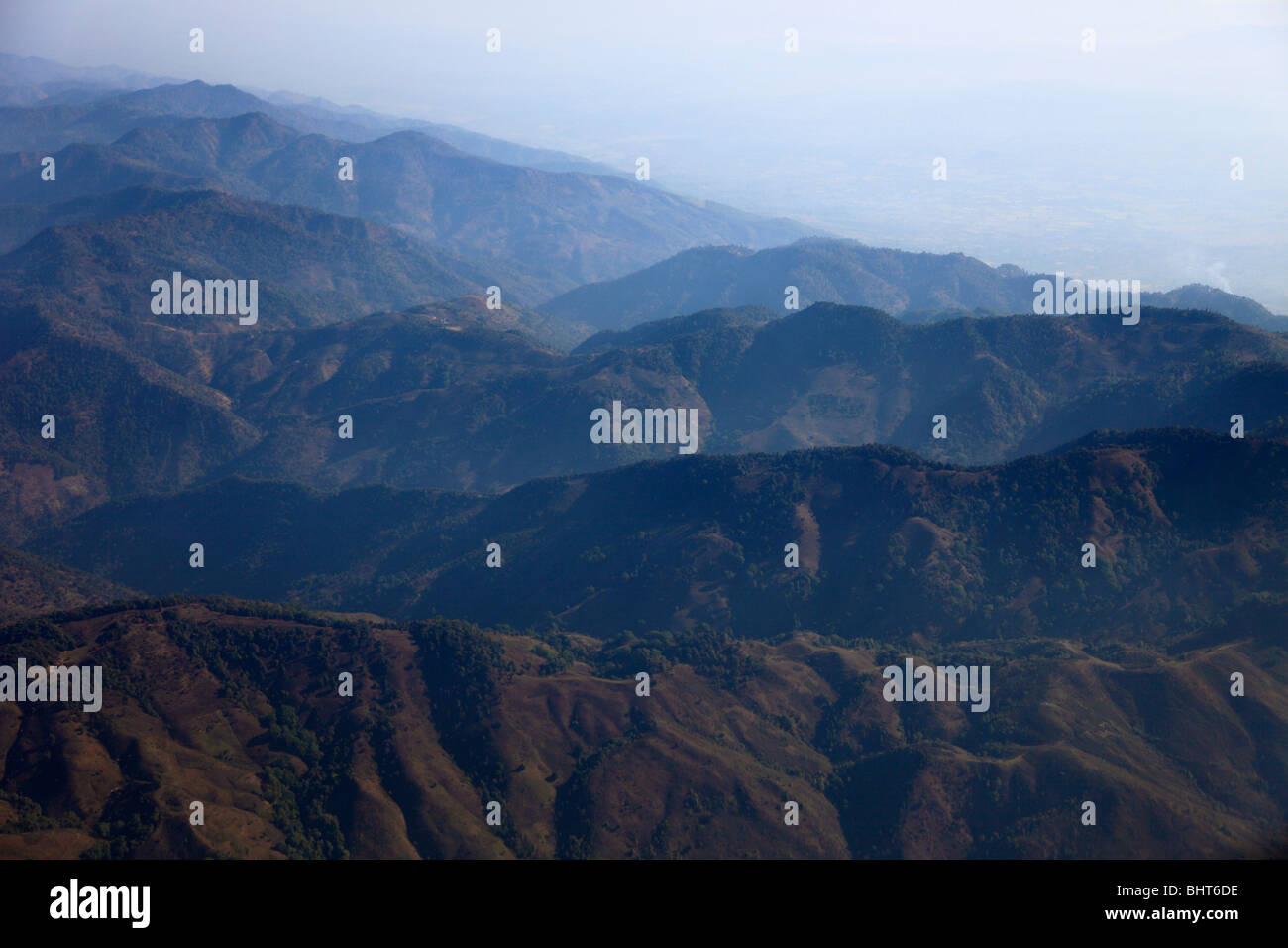 Myanmar Birmania, Stato Shan, colline, vista aerea, Foto Stock