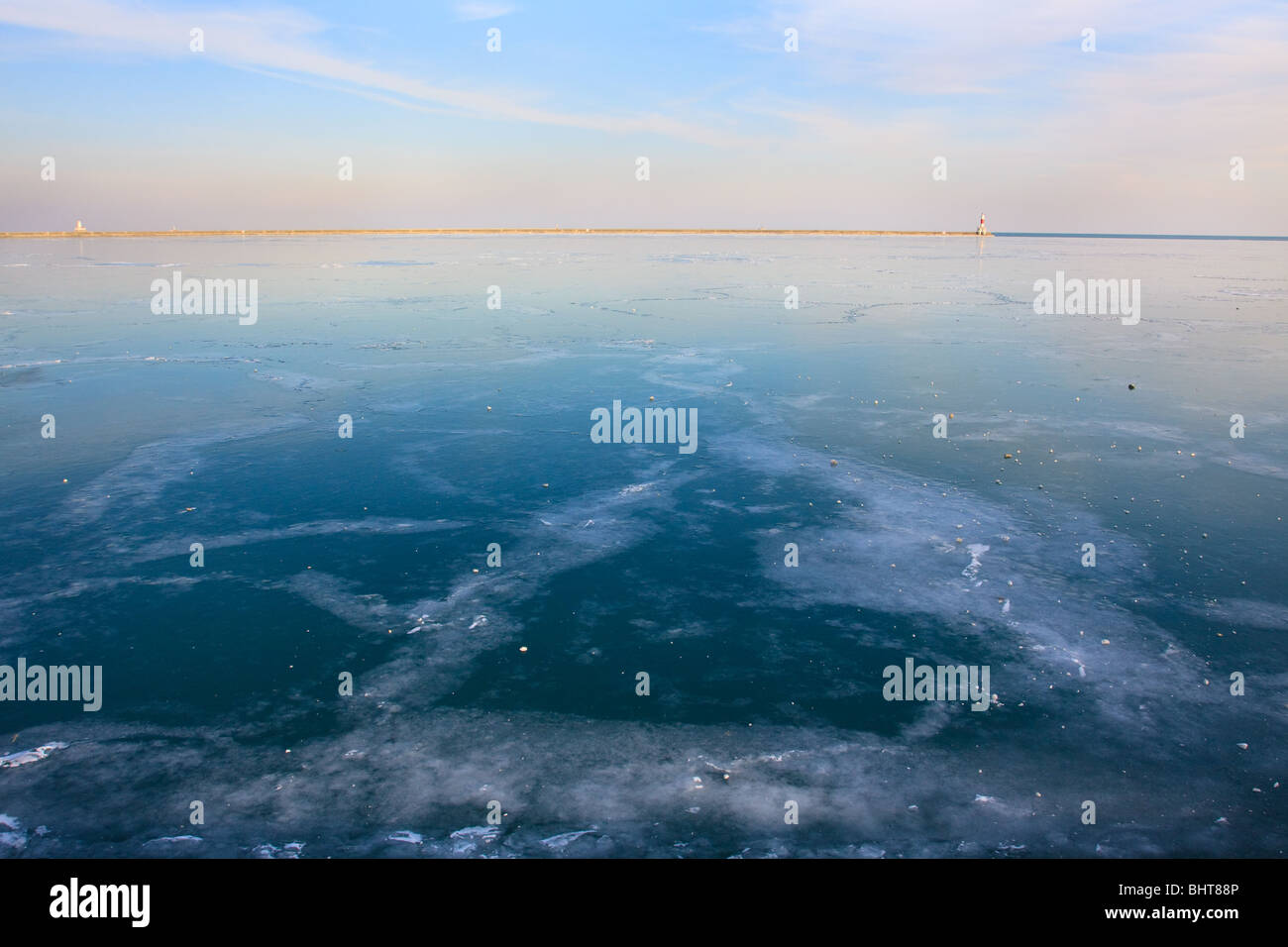 Congelati sul Lago Michigan Foto Stock