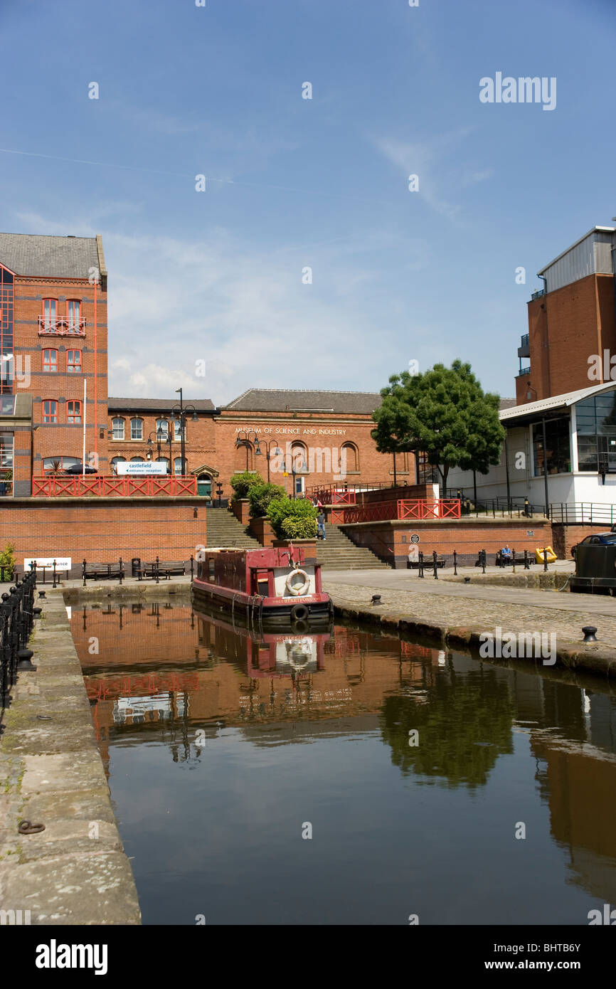 Castlefield bacino del canale e Urban Heritage Park a Manchester Foto Stock