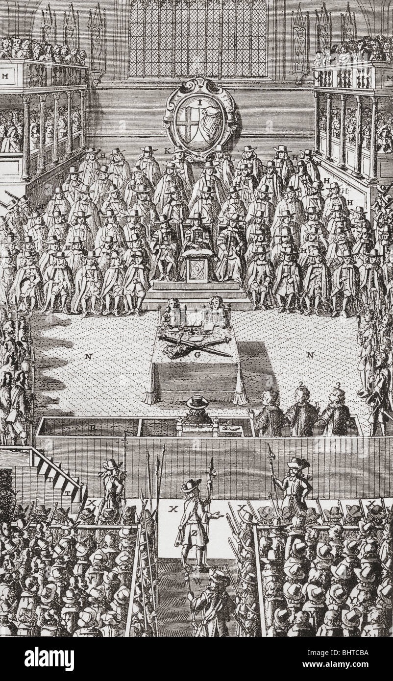 Processo di Charles I , gennaio 1649. Charles I, 1600 - 1649. Re d'Inghilterra, in Scozia e in Irlanda. Foto Stock