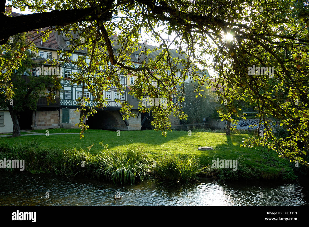 Erfurt, il Krämerbrücke über die Gera | Erfurt, città vecchia, Kraemer ponte sul fiume Gera Foto Stock