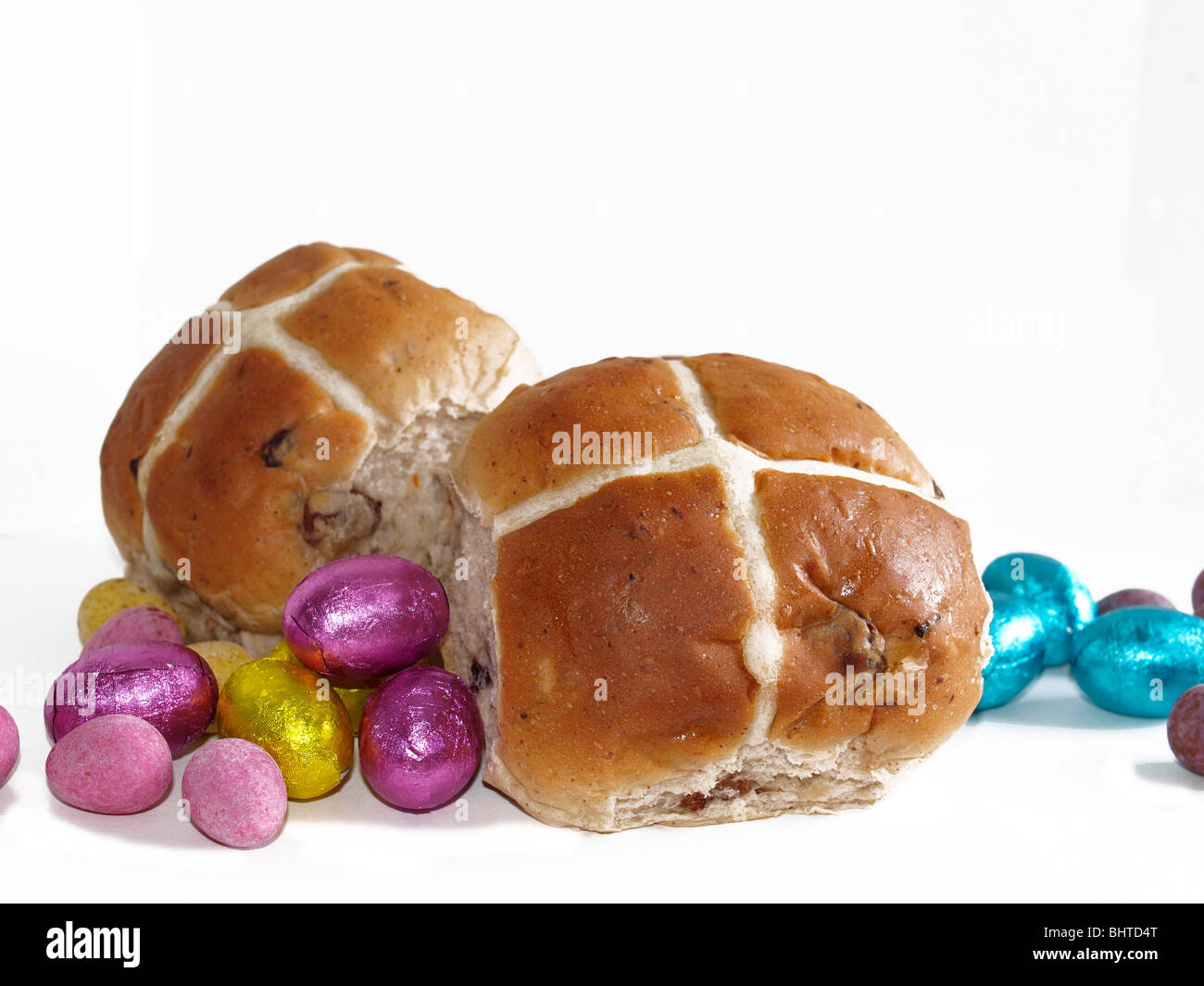 Uova di Pasqua e dolci tradizionali Foto Stock