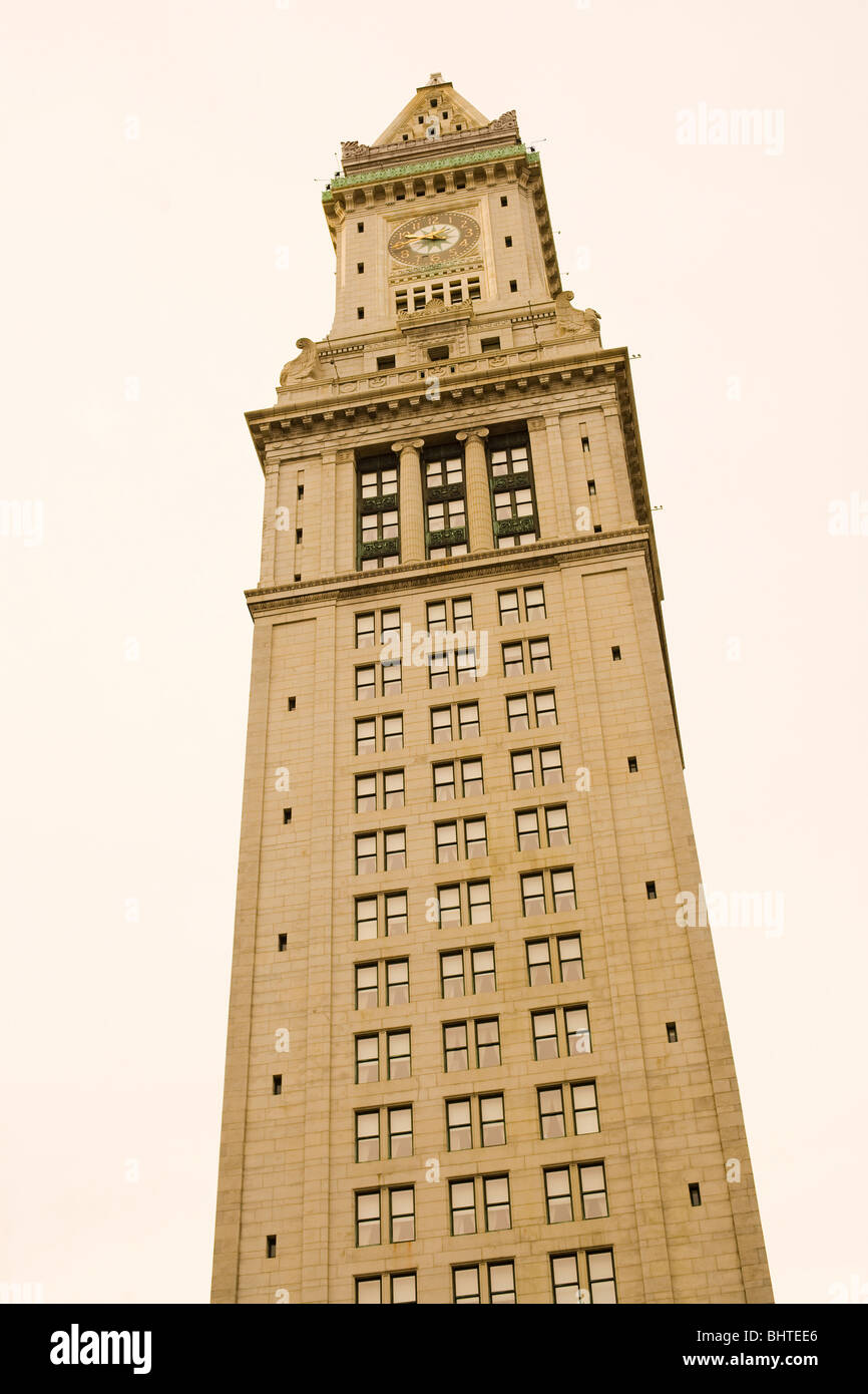 Il Customs House torre con orologio, Boston, Massachusetts, STATI UNITI D'AMERICA Foto Stock