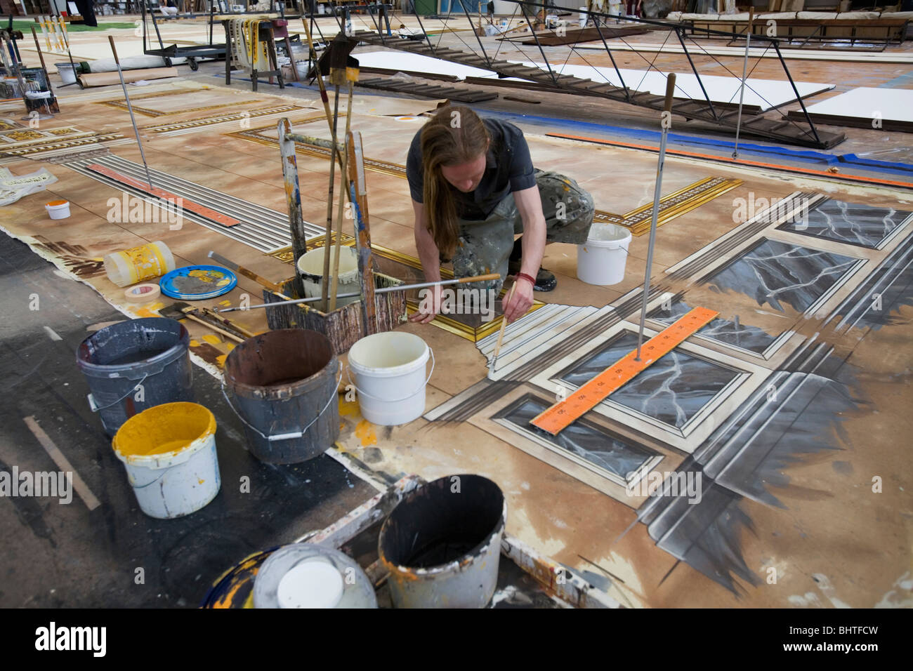 Scenografia, impostare la costruzione e scenari teatrali Foto Stock