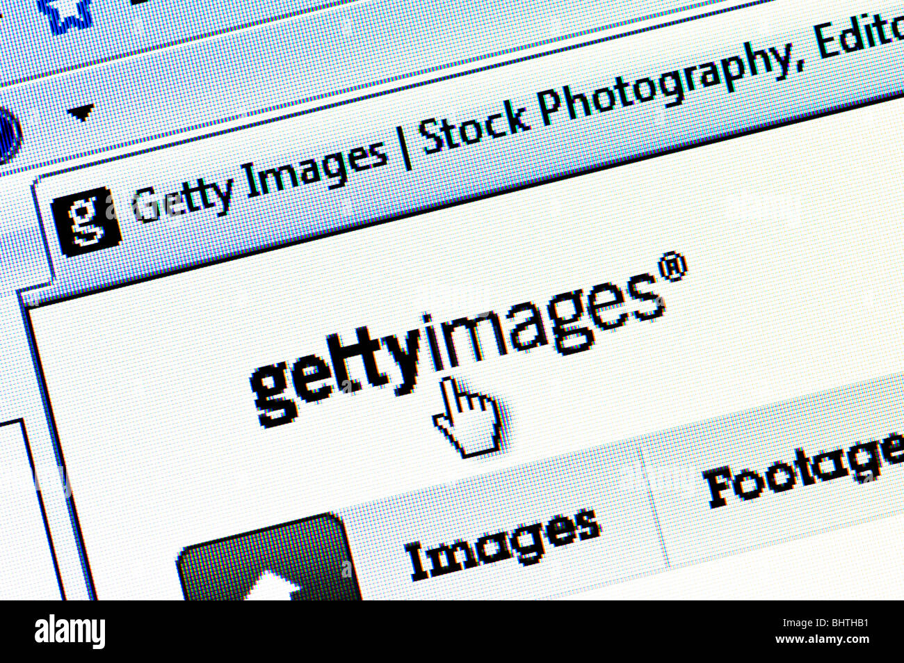 Macro screenshot del Getty Images sito web. Getty vende e distribuisce la fotografia e le riprese del film. Solo uso editoriale. Foto Stock