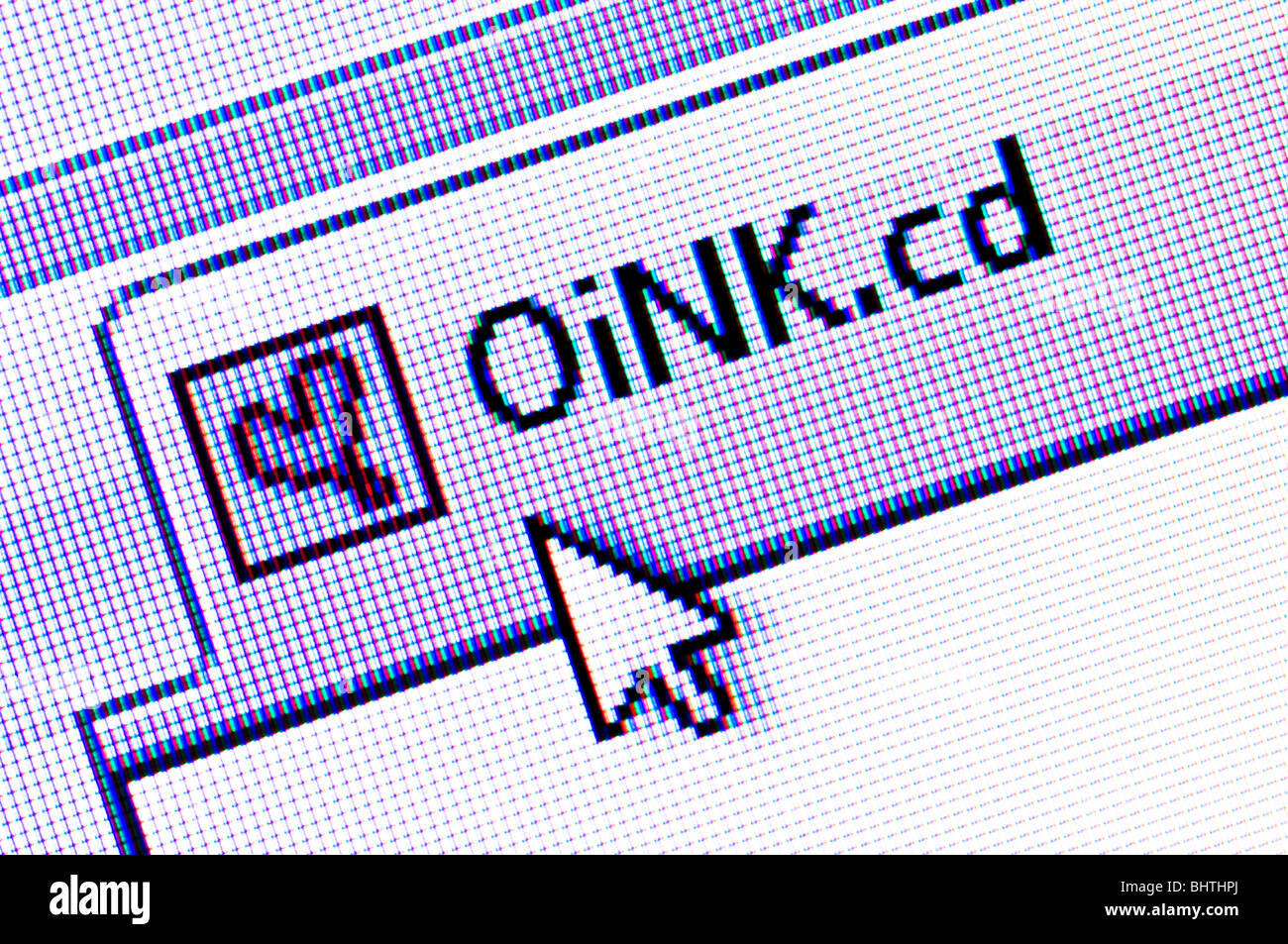 Macro screenshot del vecchio sito Oink - la musica online sito al centro di un alto profilo "pirateria", il tribunale. Foto Stock