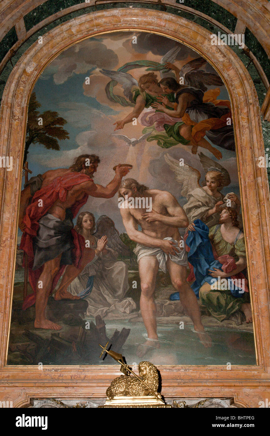 Mosaico nella basilica di San Pietro, il Battesimo di Gesù, dipinto  originale di Maratta Foto stock - Alamy
