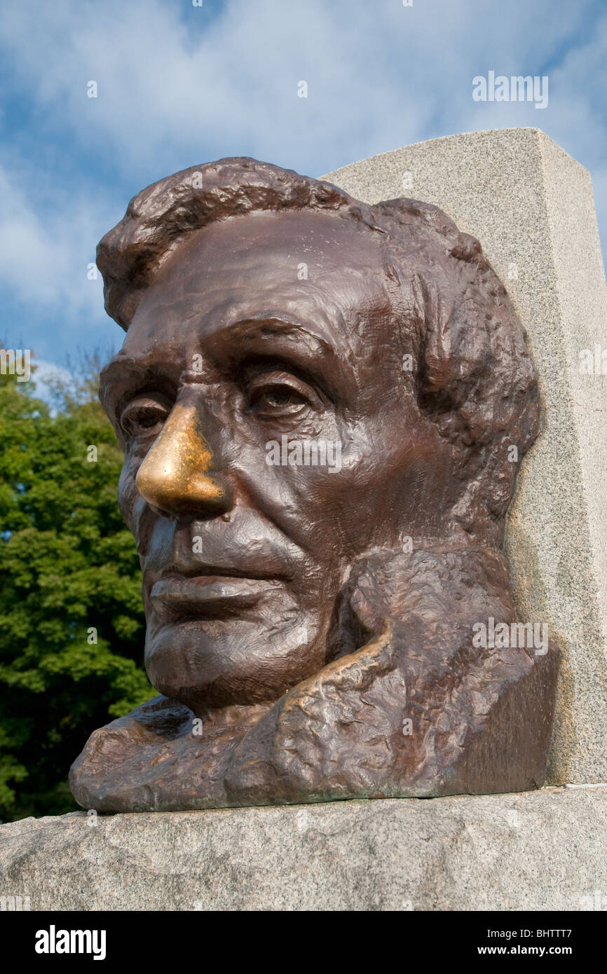 Gutzon Borglum busto di Abramo Lincoln a Lincoln tomba in Springfield, Illinois Foto Stock