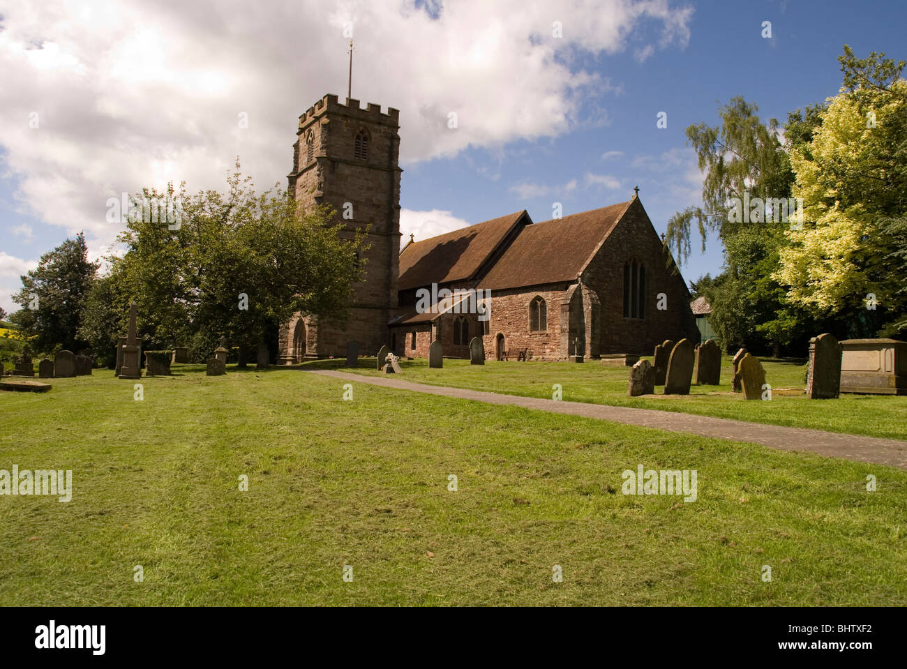 La duecentesca chiesa di San Lorenzo Canon Pyon Herefordshire Foto Stock