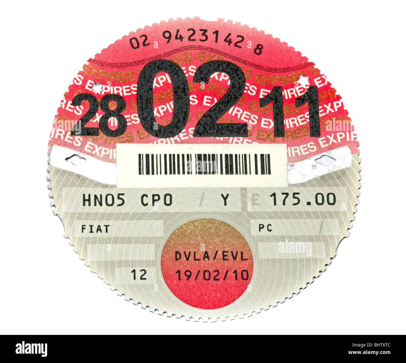 UK auto bollo Foto Stock