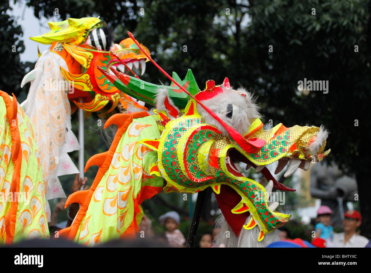 Barongsai la testa del dragone Foto Stock