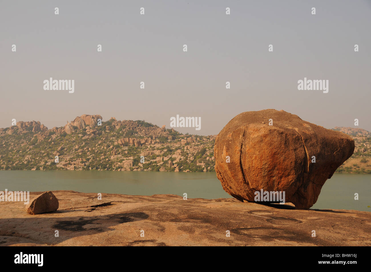 Bella rossa roccia di granito in Hampi India Foto Stock