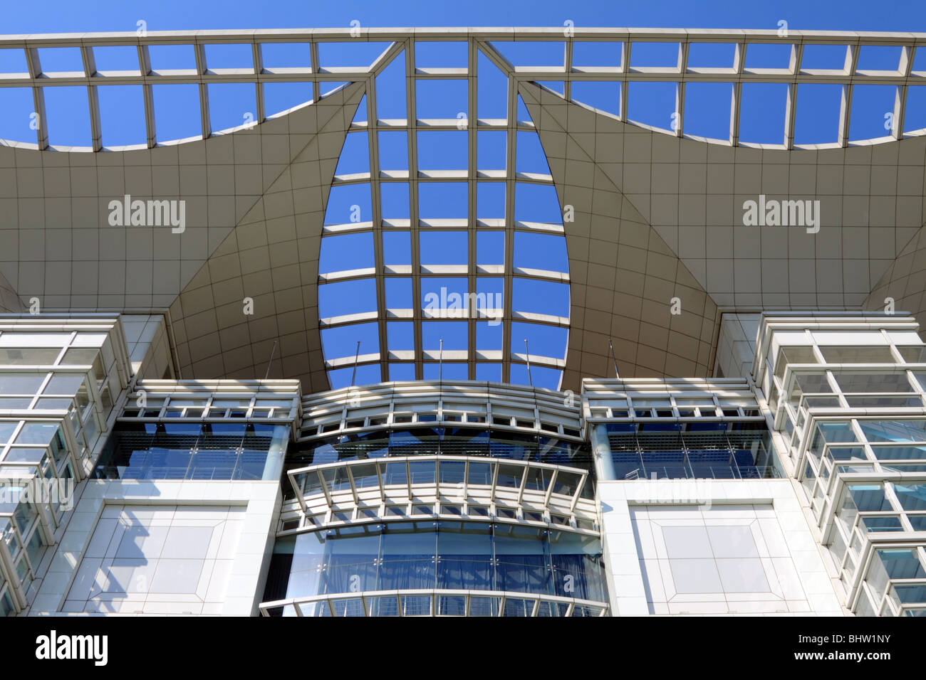 Shanghai Urban Planning Exhibition Hall facciata superiore Foto Stock