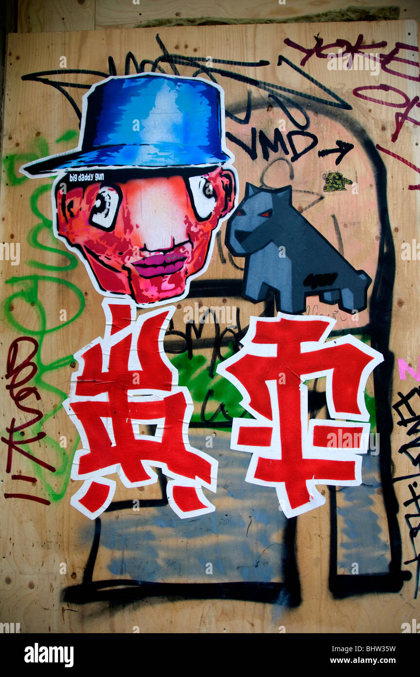 Amsterdam Chinatown Chinese graffiti murali pittura Foto Stock
