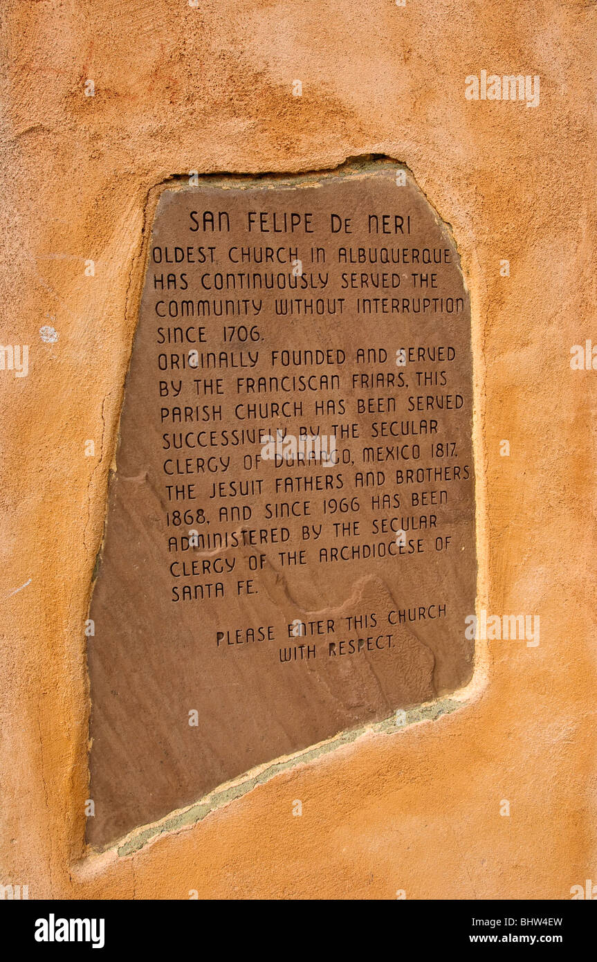 Centro storico di San Felipe de Neri Chiesa Old Town Albuquerque, Nuovo Messico. Foto Stock