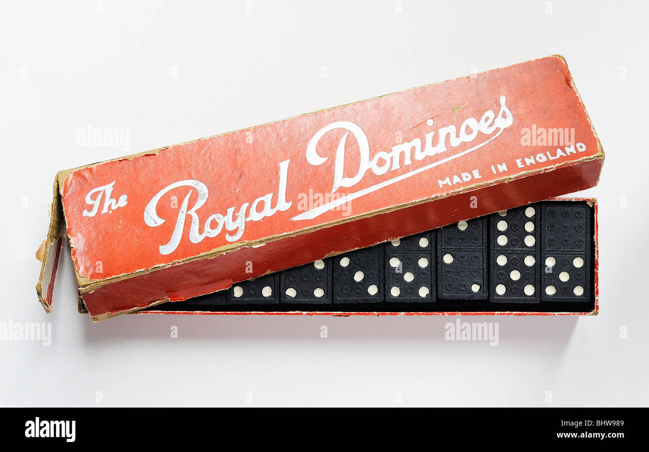 Royal box del domino domino giocattolo antico giocattoli gioco giochi Foto Stock