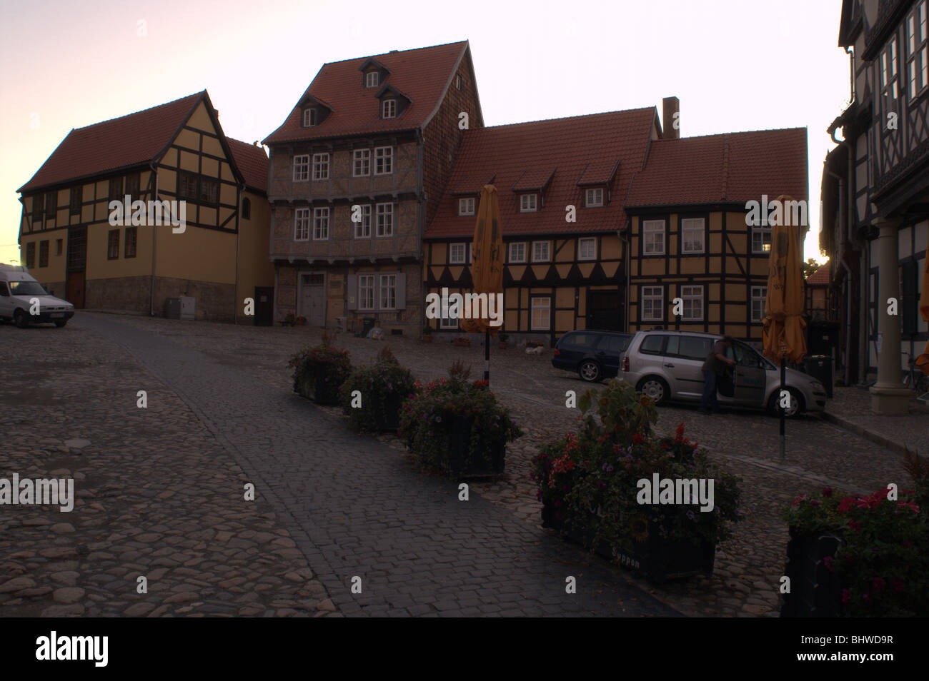 Semi-case con travi di legno a Quedlinburg Foto Stock