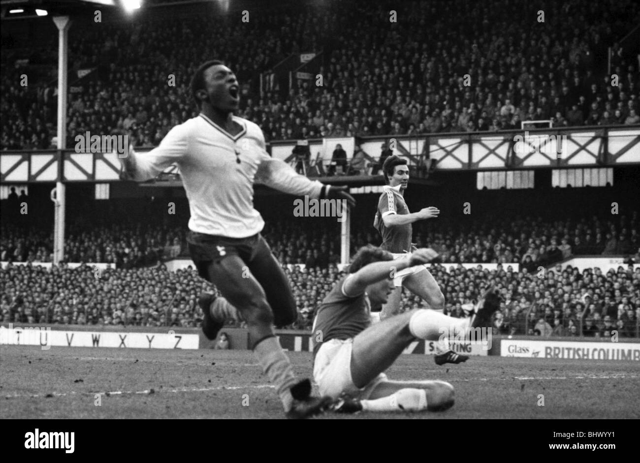 English League Division One corrispondono a Goodison Park. Everton 1 v Tottenham Hotspur 1. Gennaio 1982 MF05-14-032 Foto Stock