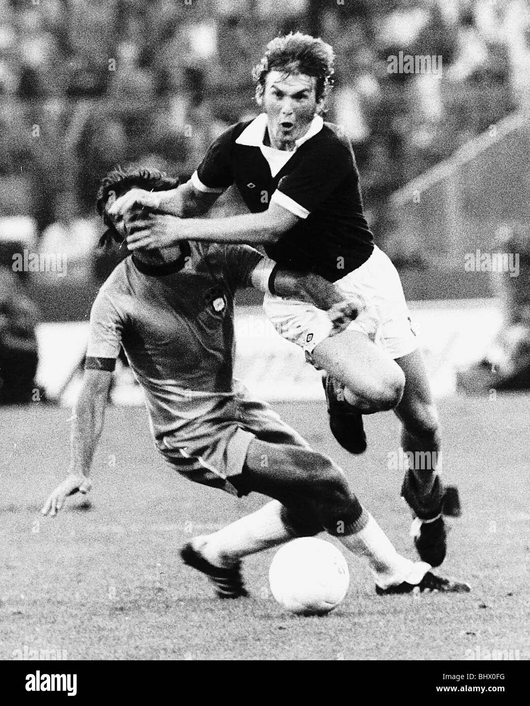 Kenny Dalglish calciatore Scozia Celtic FC giocando in Coppa del Mondo di calcio 1974 in Germania ovest contro il Brasile Foto Stock