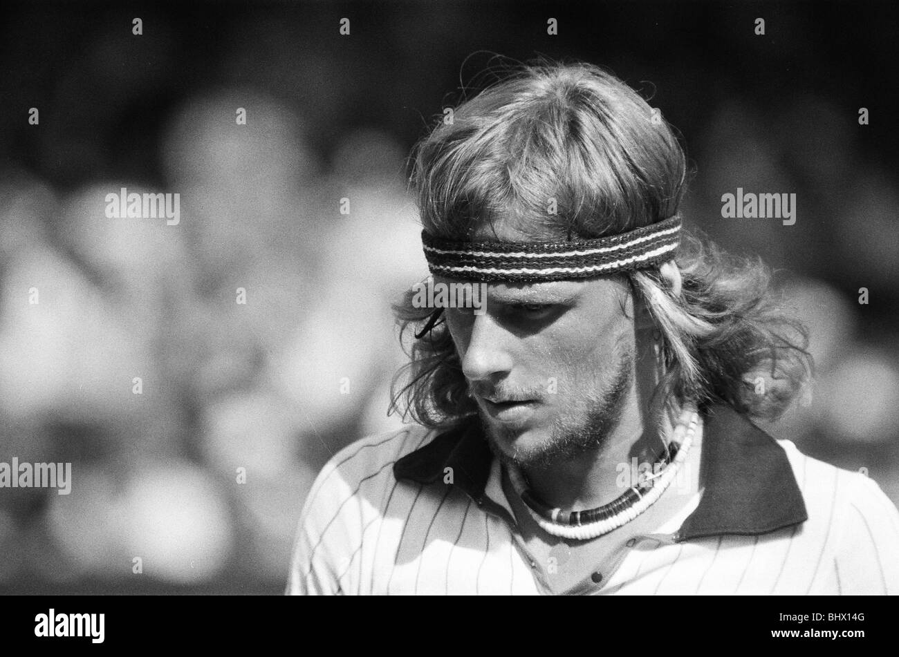 Wimbledon 1976. Bjorn Borg contro R.Tanner, 1 luglio 1976. Foto Stock