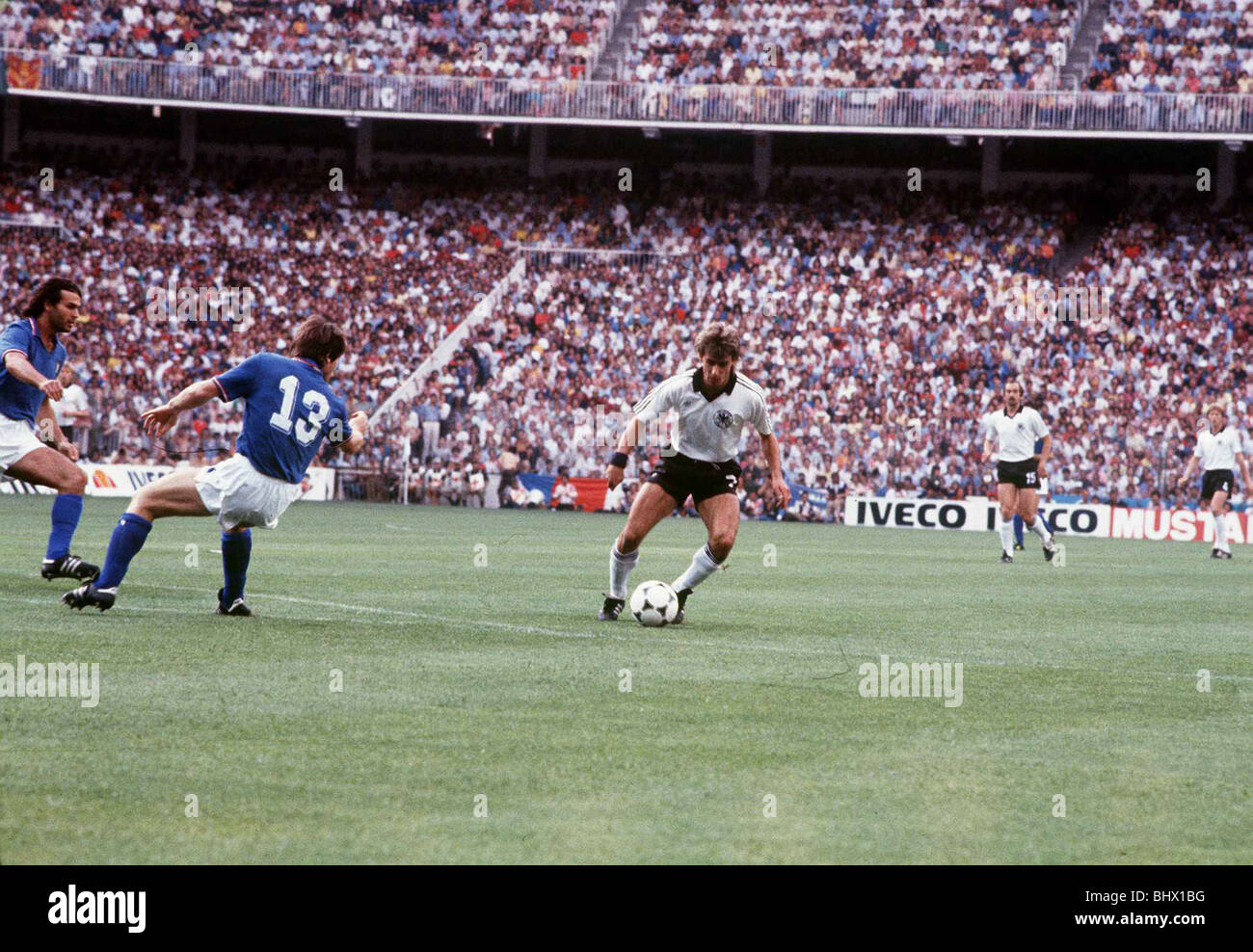 Football World Cup Final 1982 Italia 3 Germania Ovest 1 in Madrid Pierre Littbarski (Germania) Foto Stock