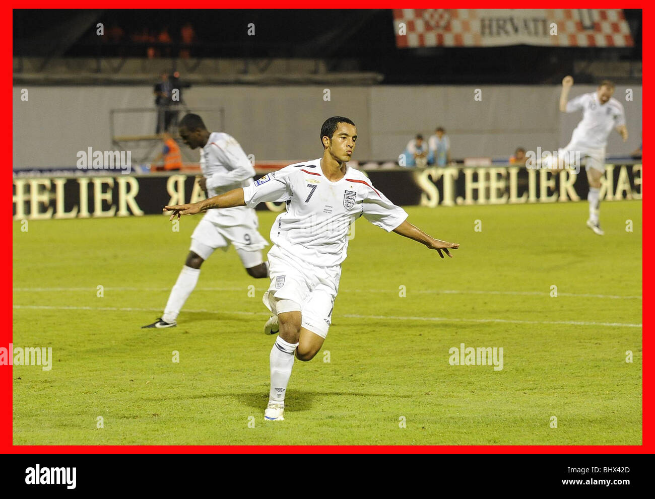 10.9.08. PIC BRADLEY ORMESHER. Croazia - INGHILTERRA. Zagabria. Il WALCOTT celebra la sua 3a. Foto Stock