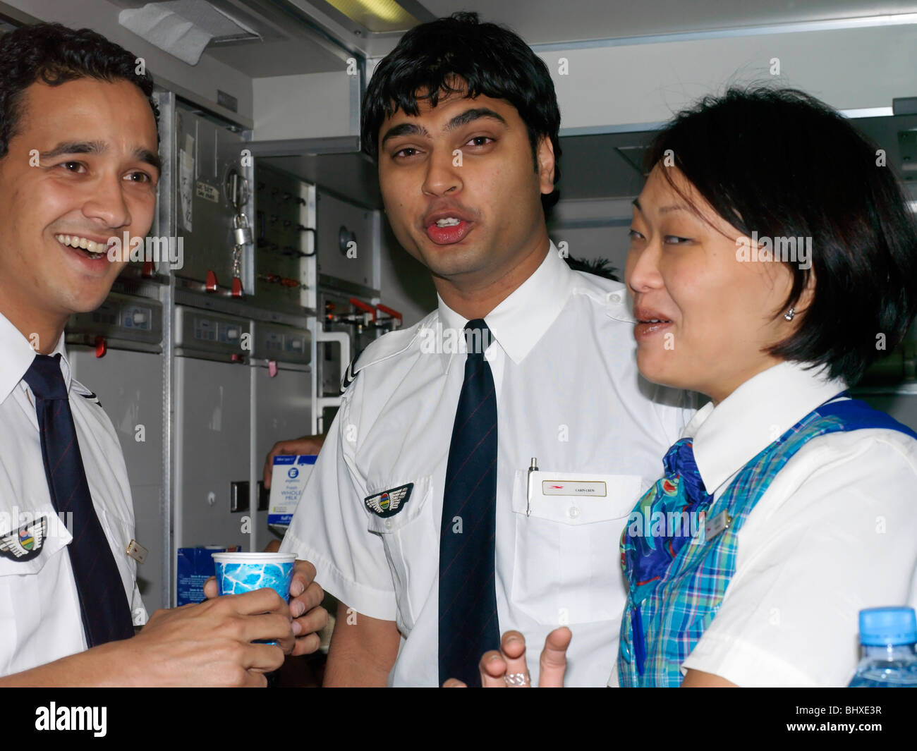 Equipaggio di aria Air Mauritius Steward e hostess Foto Stock