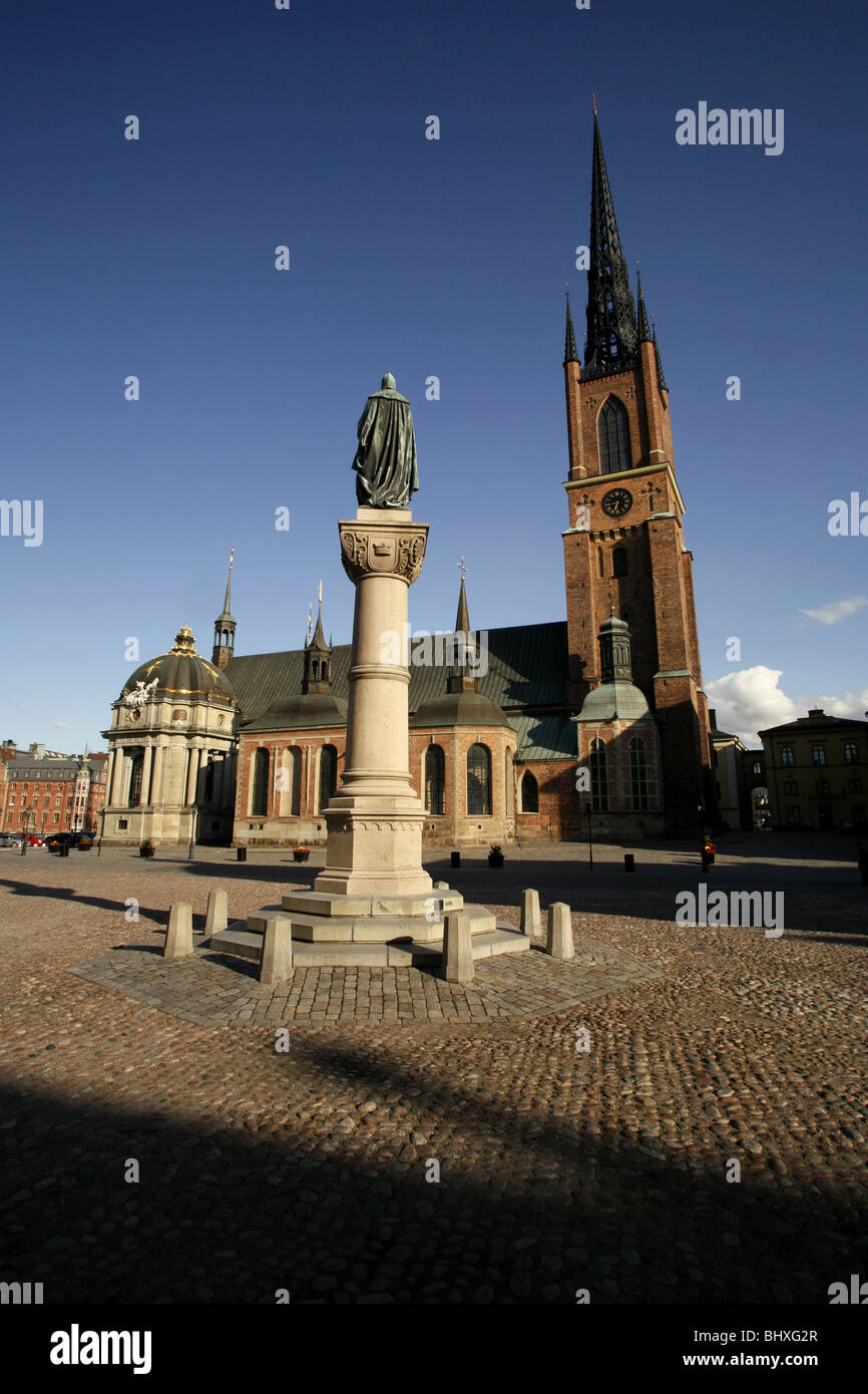 Birger Jarl statua, Riddarholmskyrkan / Chiesa di Riddarholmen, Birger Jarls Torg, Riddarholmen Stoccolma, Svezia Foto Stock