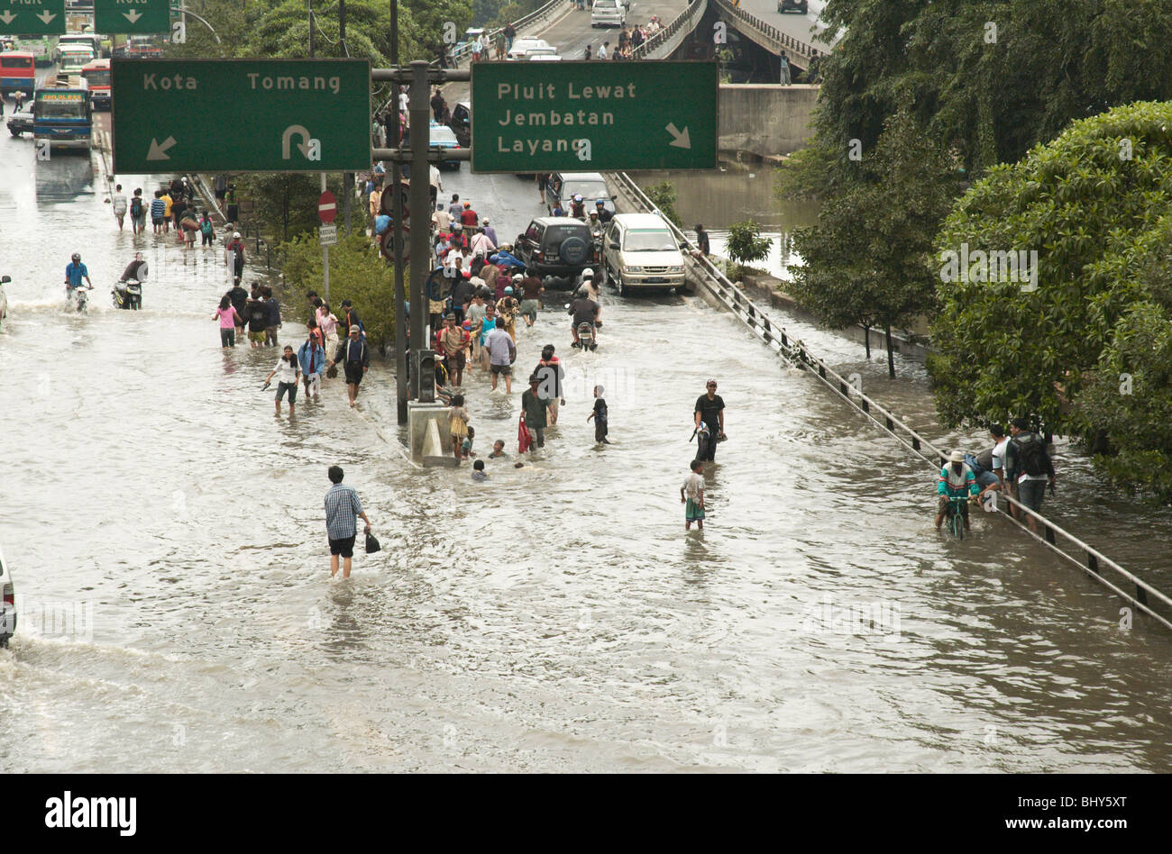 Jakarta inondazioni nel febbraio 2007 Foto Stock